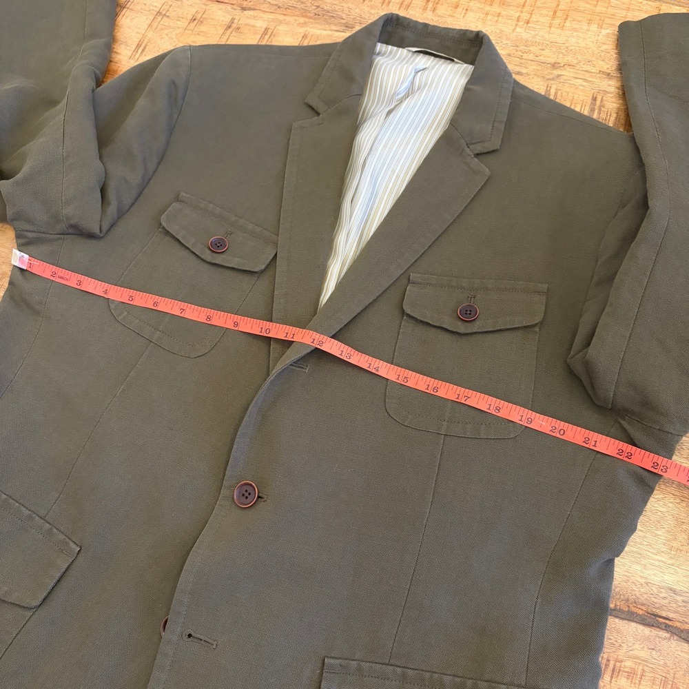 Banana Republic Heritage Safari Blazer Mens 46R Linen Blend Utility Olive Green - Picture 14 of 16